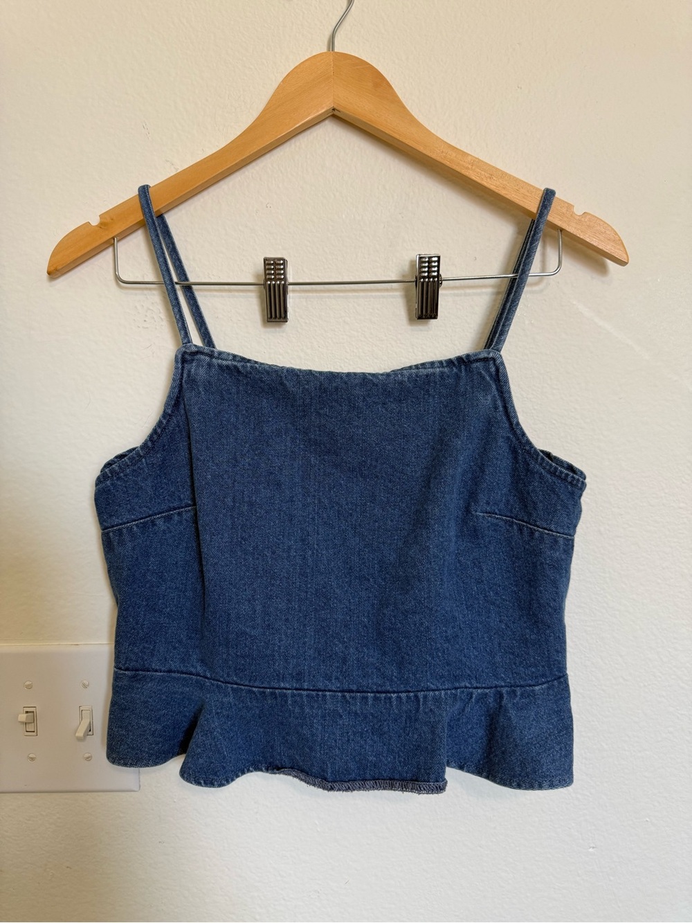 American Eagle Outfitters Denim Peplum Cami - Blue